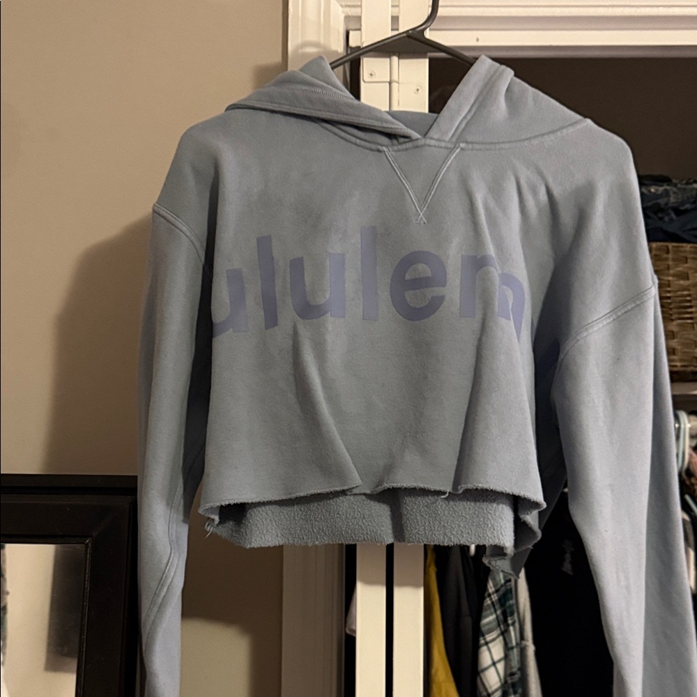 lululemon athletica Light Blue Cropped Hoodie